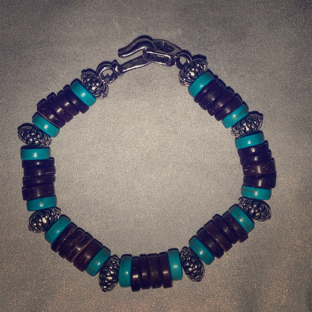 Men’s bracelet wood & turquoise